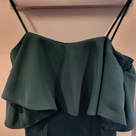 H&M Emerald Green Ruffle/Off-Shoulder Jumpsuit - Picture 4 of 8